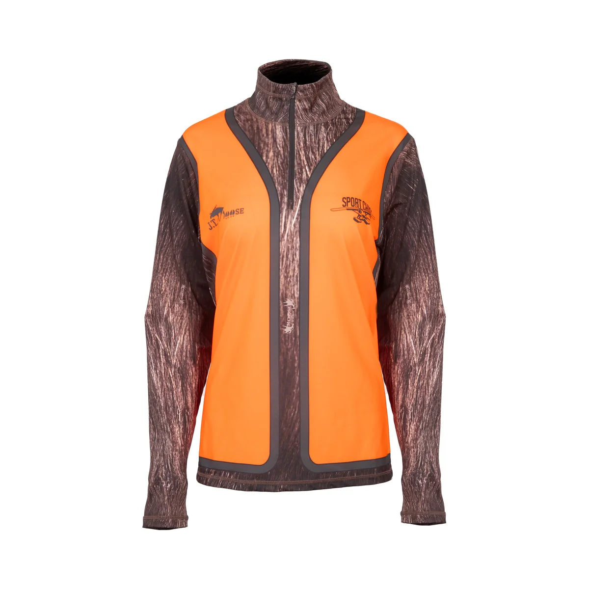 SPORTCHIEF WOMEN’S THE BEAST HUNT HALF-ZIP JERSEY JT MOOSE CAMO ORANGE
