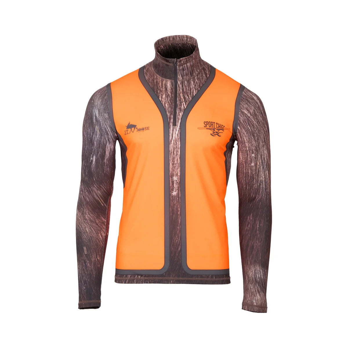 SPORTCHIEF THE BEAST HUNT HALF-ZIP JERSEY JT MOOSE CAMO ORANGE