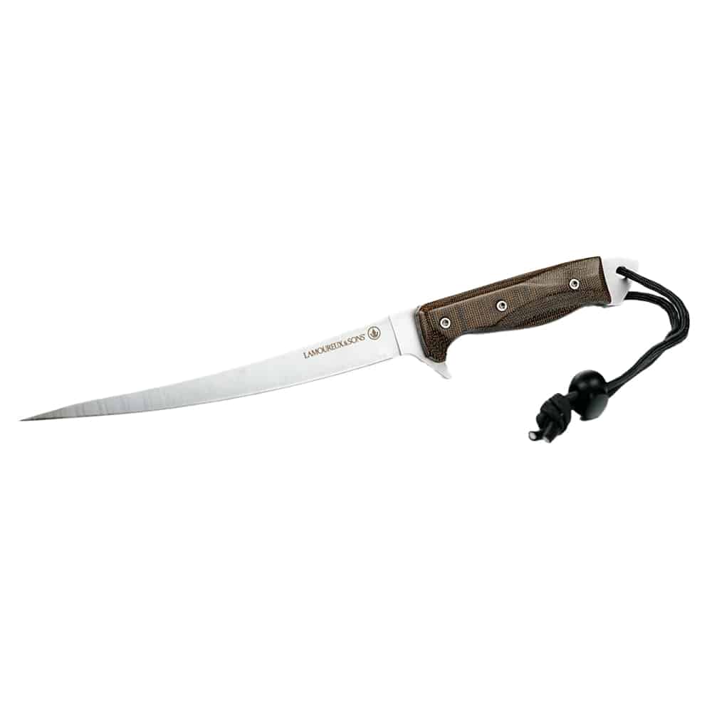 LAMOUREUX AND SONS COUTEAU DE PÊCHE À FILET BONAVENTURE PRO GUIDE MICARTA OLIVE image 0