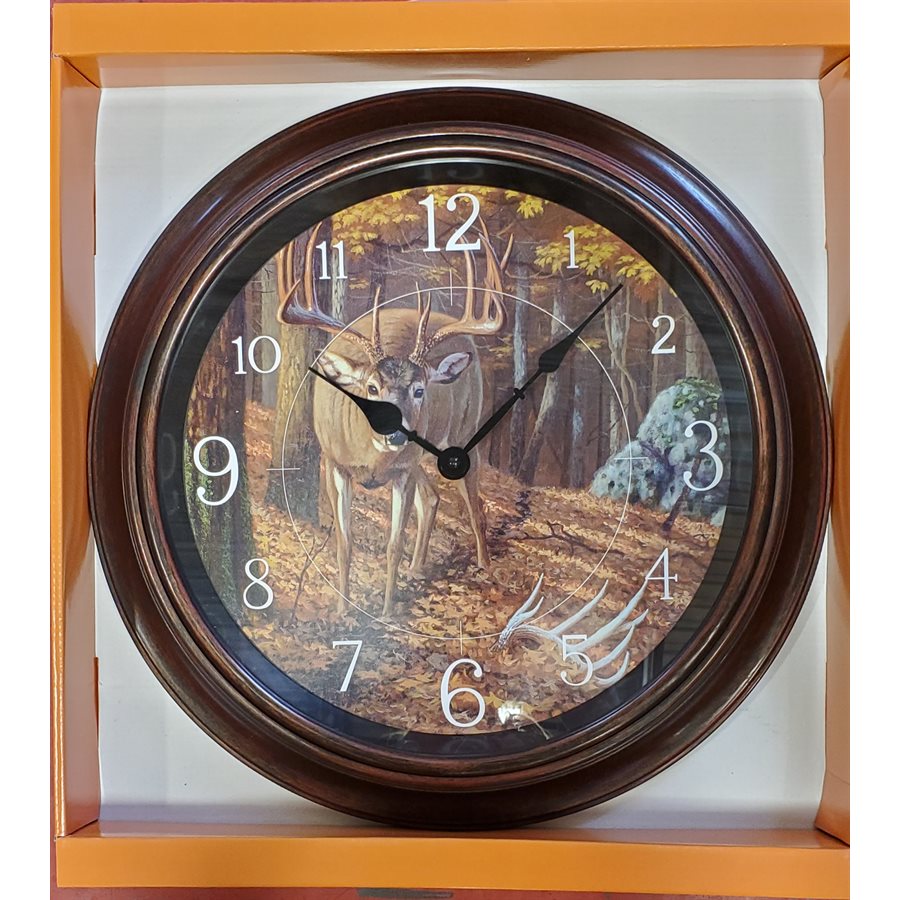 HORLOGE 16'' AVEC PAYSAGE CHEVREUIL image 0