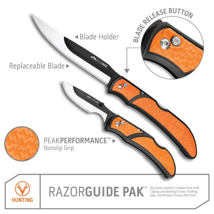OUTDOOR EDGE COUTEAU DE CHASSE AVEC LAMES INTERCHANGEABLE "RAZORGUIDE" image 1