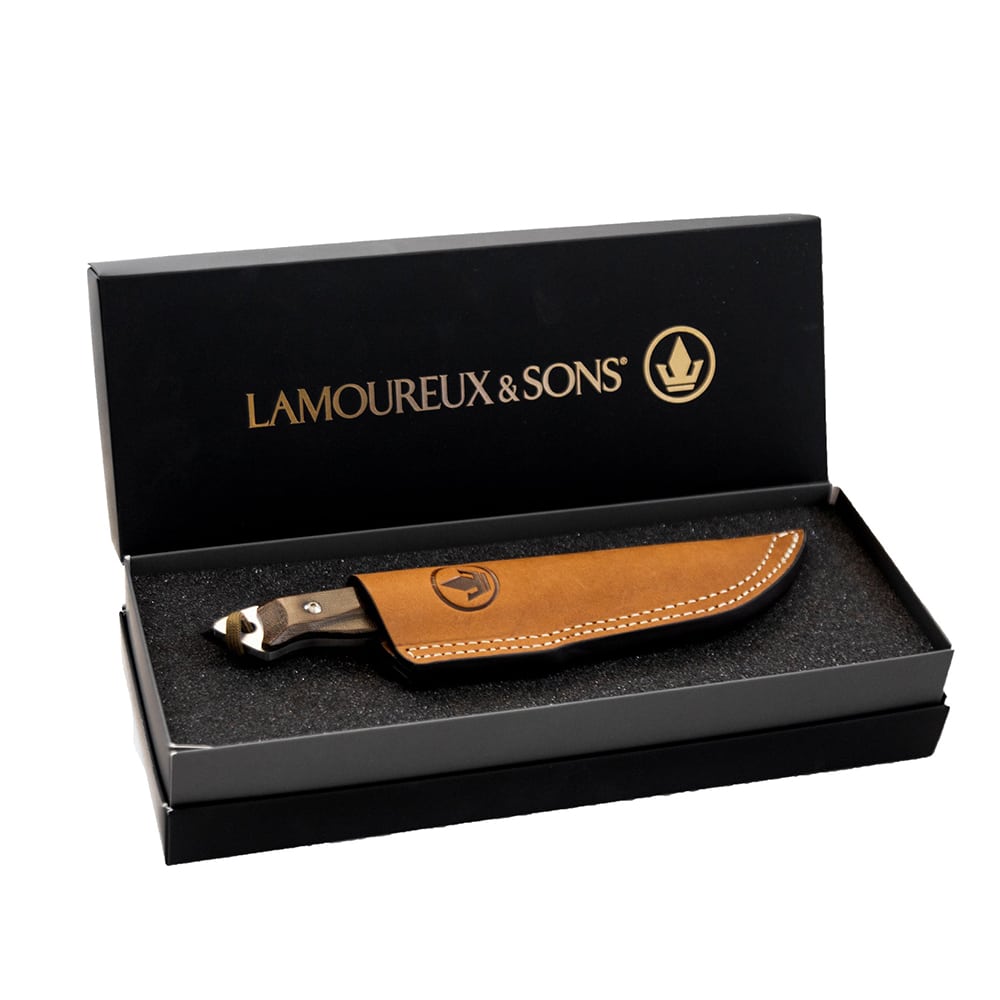 LAMOUREUX AND SONS COUTEAU DE CHASSE ABITIBI PRO GUIDE MICARTA OLIVE image 2