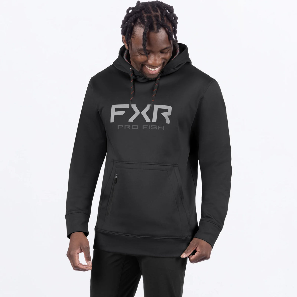 FXR PRO FISH TECH PULLOVER HOODIE, BLACK/RED