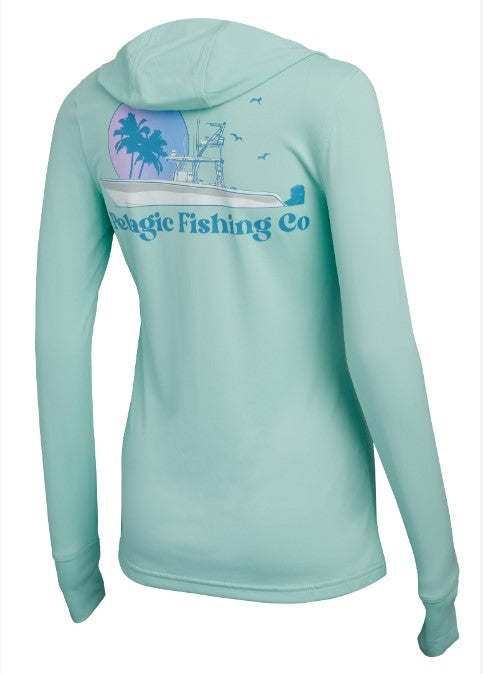 PELAGIC CHANDAIL À MANCHE LONGUE ET À CAPUCHON POUR FEMME AQUATEK, TROPIC AQUA image 1