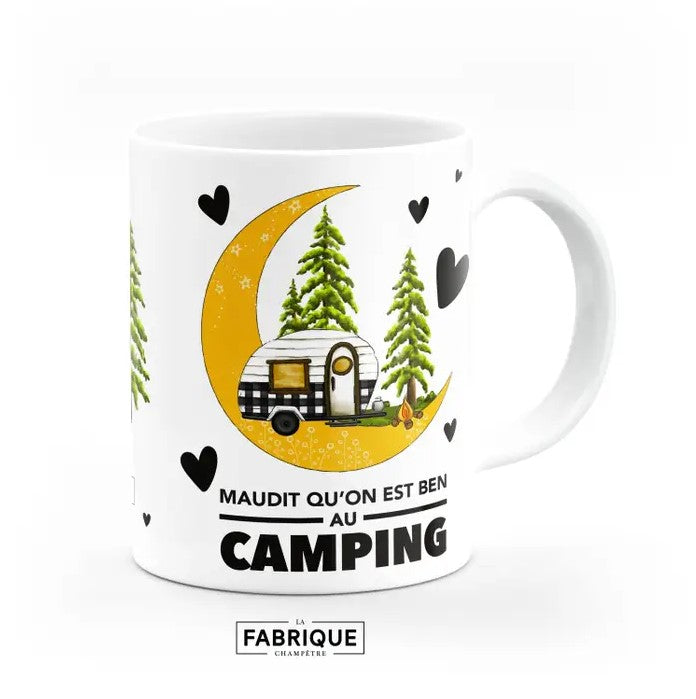 TASSE AMUSANTE "MAUDIT QU'ON EST BEN AU CAMPING" image 0