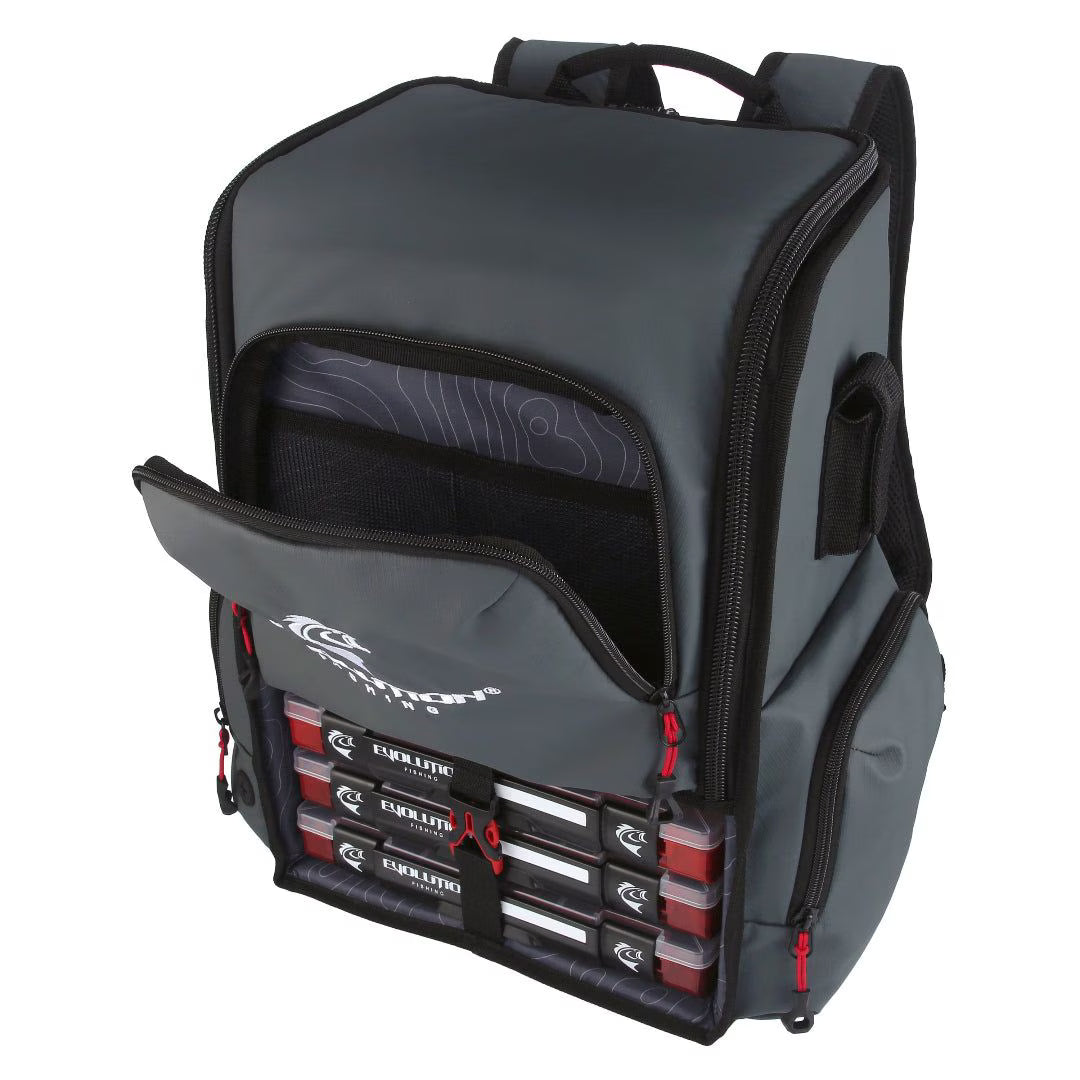 EVOLUTION OUTDOOR LARGEMOUTH 3.0 3600 TACKLE BACKPACK GREY