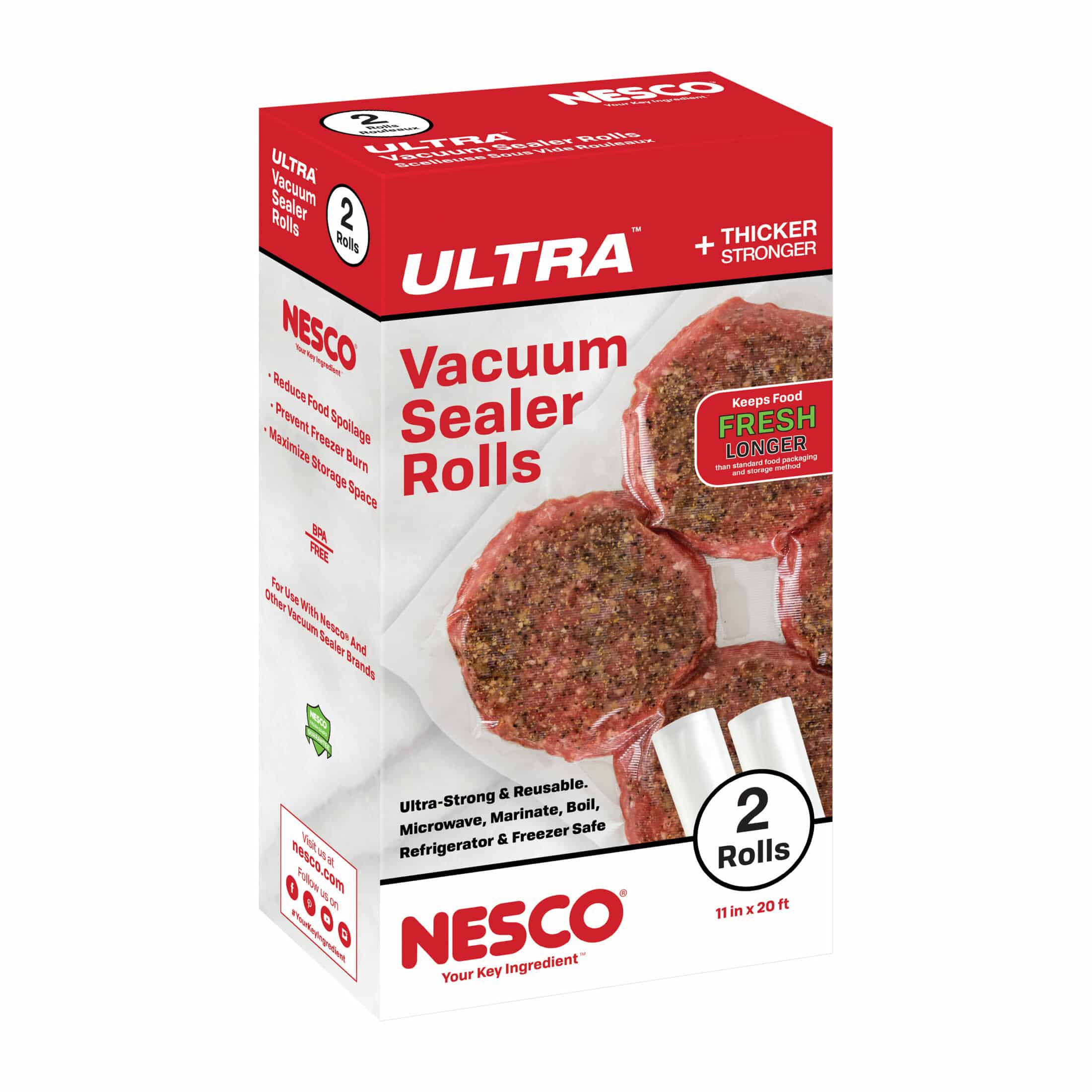 NESCO ROULEAU DE SAC D'EMBALLAGE SOUS-VIDE ULTRA 11"X20' 2/PK image 0